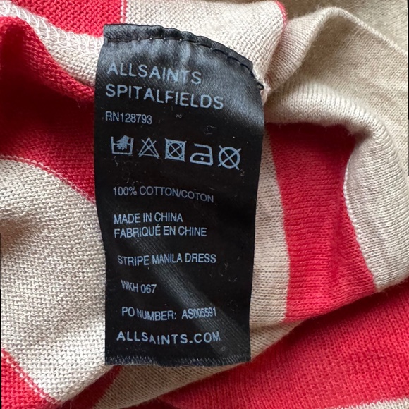 AllSaints Spitalfields Stripe Manila Dress – Size 10 UK – 100% Cotton - Picture 2 of 7